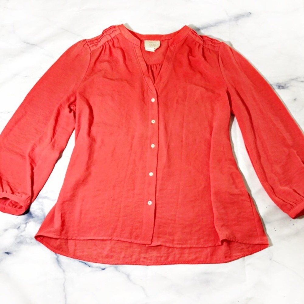 Anthropologie Vanessa Virginia Romi Coral Blouse